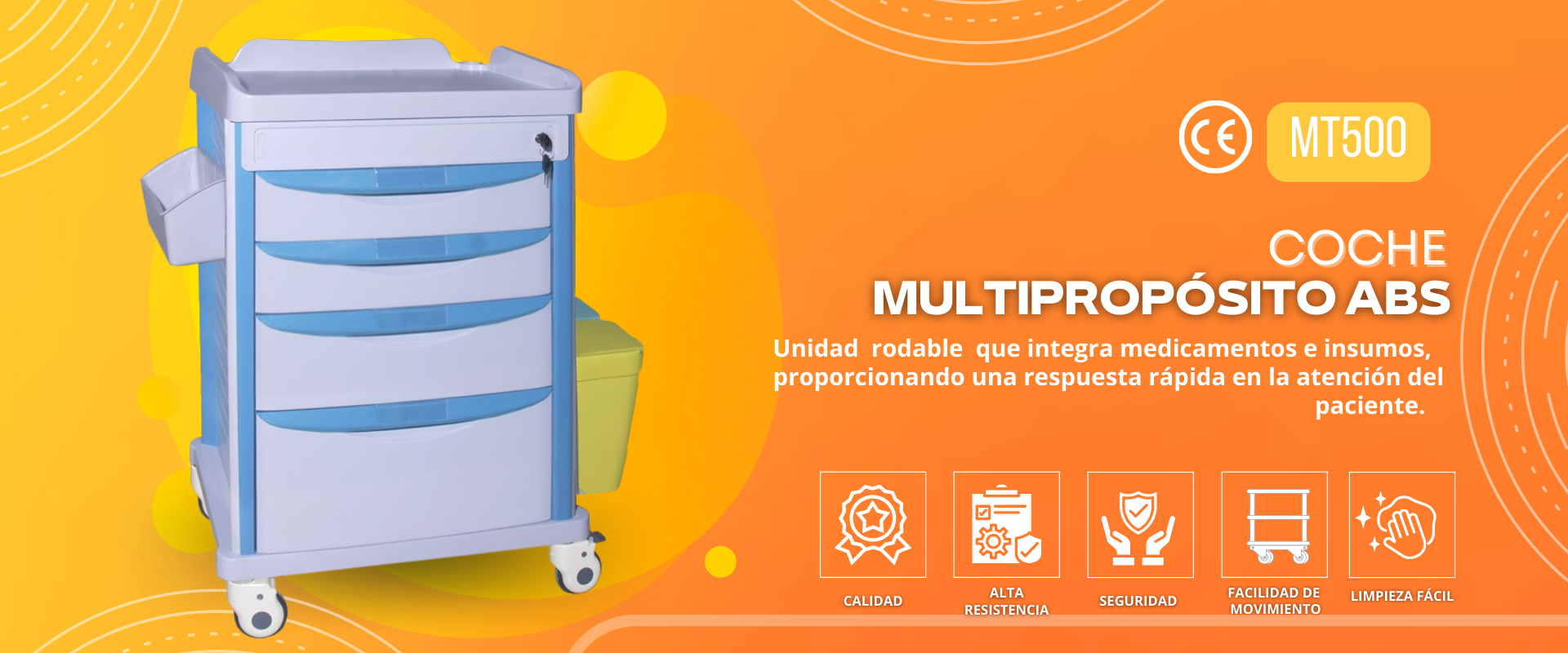 Coche Multipropósitos Coche Multipropósitos ABS:Unidad rodable que integra medicamentos e insumos, proporcionando una respuesta rápida en la atención del paciente