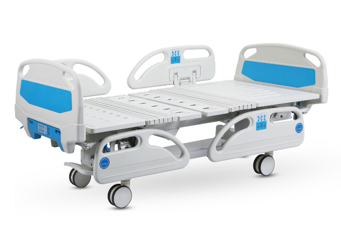 Cama Hospitalaria Eléctrica Cama Hospitalaria Eléctrica multifuncional desarrollada para el confort del paciente. Fabricada en marco de Acero, cabecera y piecera en plástico ABS y PP desmontable