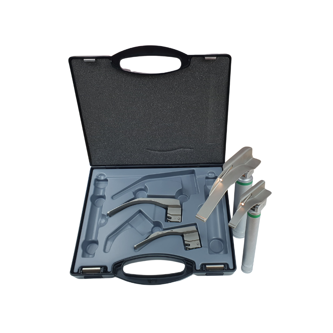 Set Laringoscopio A Fibra Ottica Macintosh Per Anestesia/EMT, Luce Bianca Morbida, MD