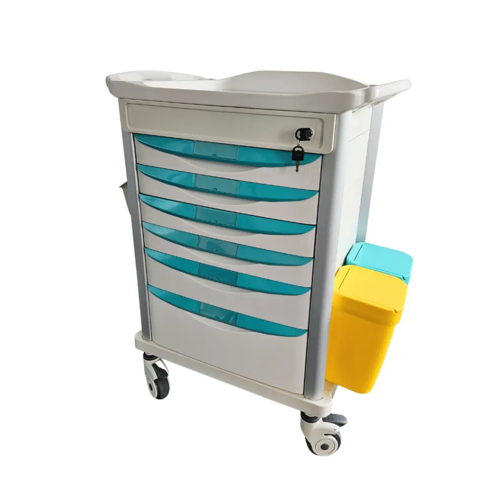 Coche médico multiuso, ABS-aluminio, 6 cajones. MT600.webp