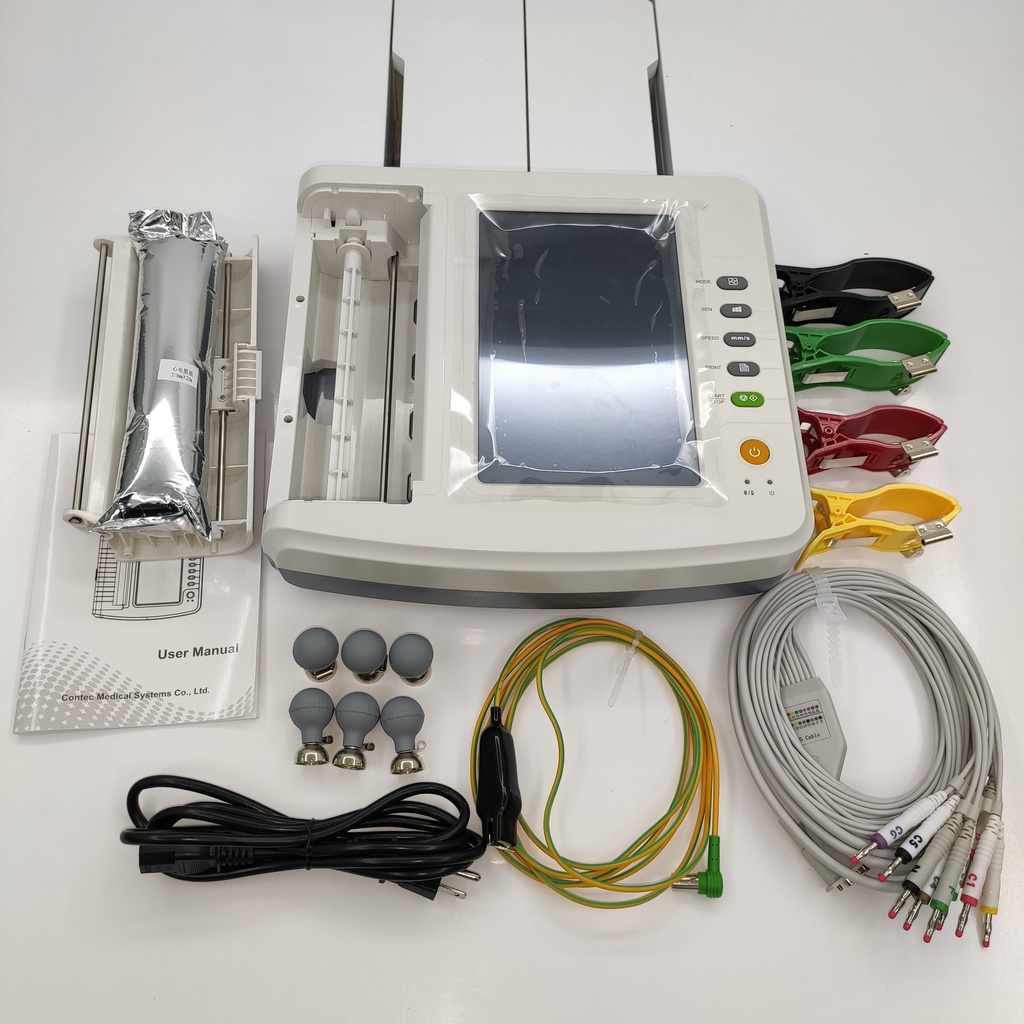 Electrocardiografo 12 leads, pantalla LCD 10,1" color, touch screen, CONTEC-3
