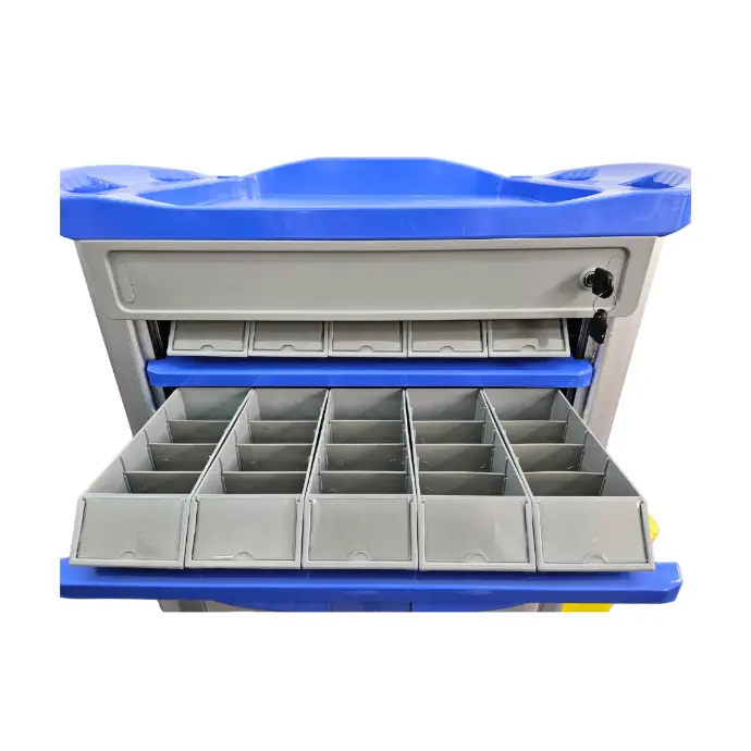 Coche de medicamentos, ABS, cajon doble lado. VIAMED