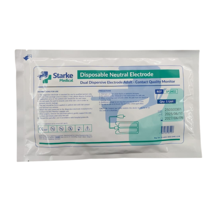 Placa Electrobisturi Dual dispersive con cable, adulto, Starke
