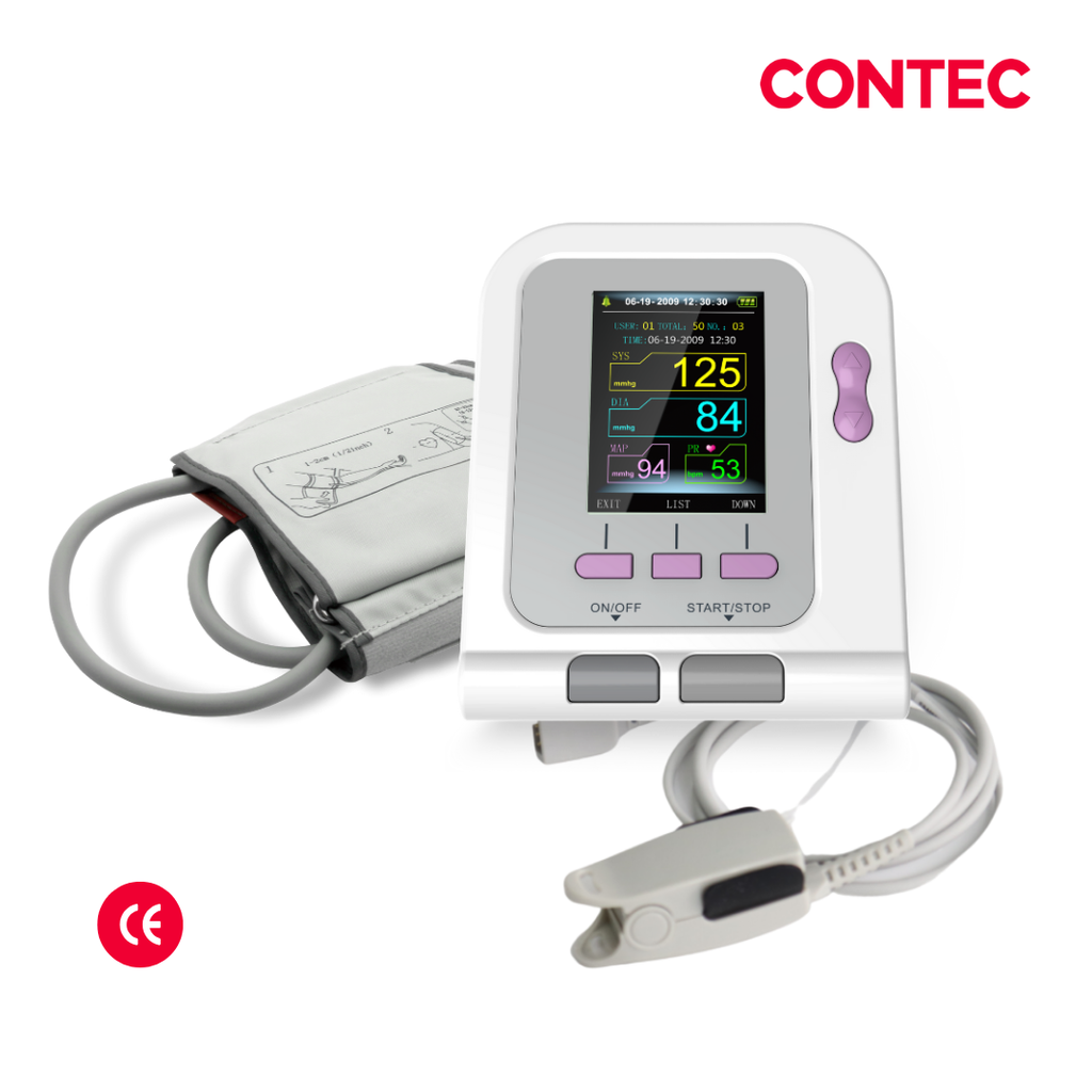 Tensiometro digital de brazalete + sensor de SpO2. Contec