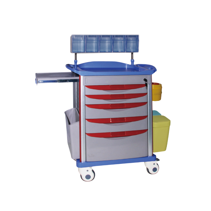 Coche de anestesia ABS-aluminio, 5 cajones. Viamed