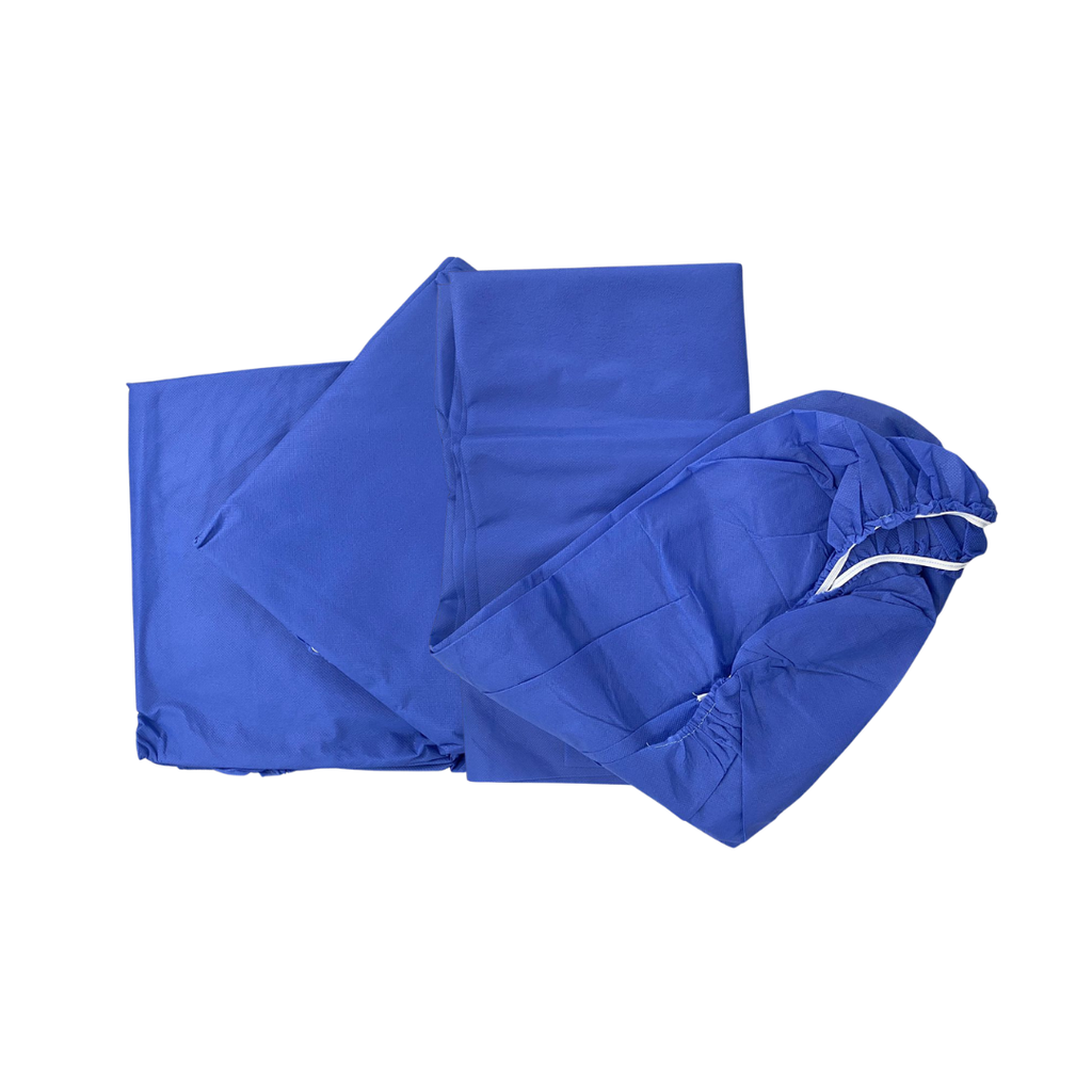 Sabana descartable con elastico, color celeste (pqt x 5 und). SURGEC