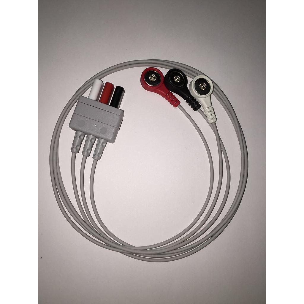 ECG cable 3 leads, pediatrico, snap, TPU, AHA para D100, Advanced / Mindray