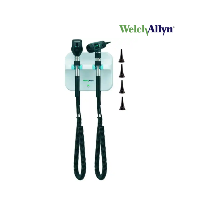 Set de diagnostico de pared luz LED. Oftalmoscopio coaxial y Otoscopio macroview, Welch allyn
