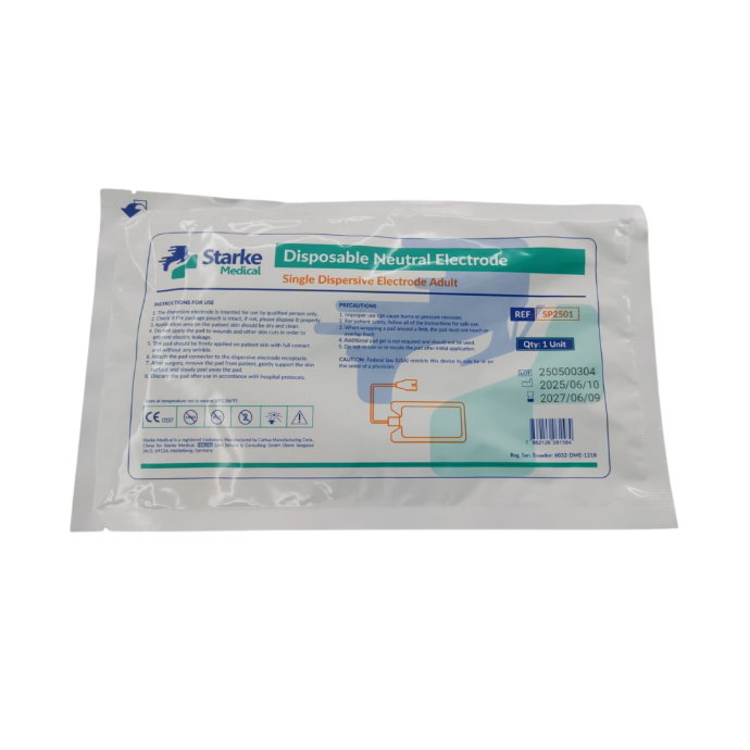 Placa electrobisturi single dispersive con cable, adulto, Starke