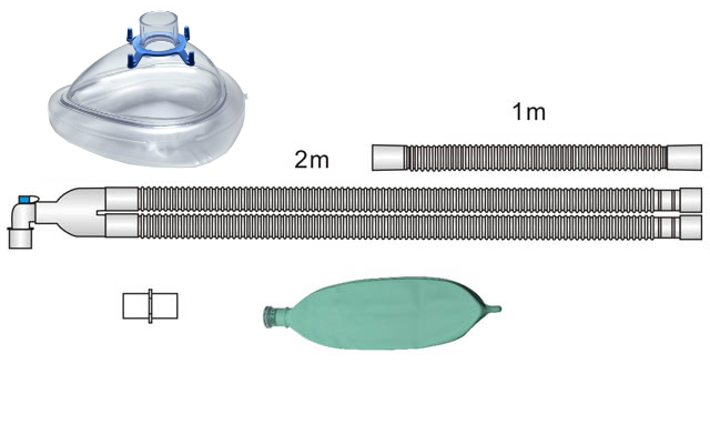 Circuito de anestesia, pediatrico, c/Balon+filtro+mascarilla, Hsiner