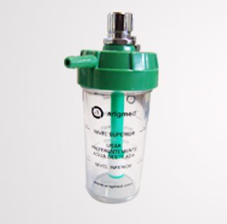 Humidificador de oxigeno, frasco reusable, autoclavable. Arigmed