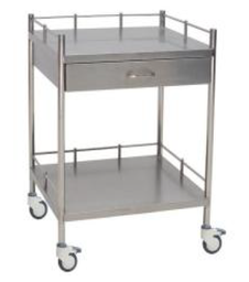 [UT301] Coche de curaciones, acero inoxidable 304, 2 bandejas 1 cajon. Viamed 